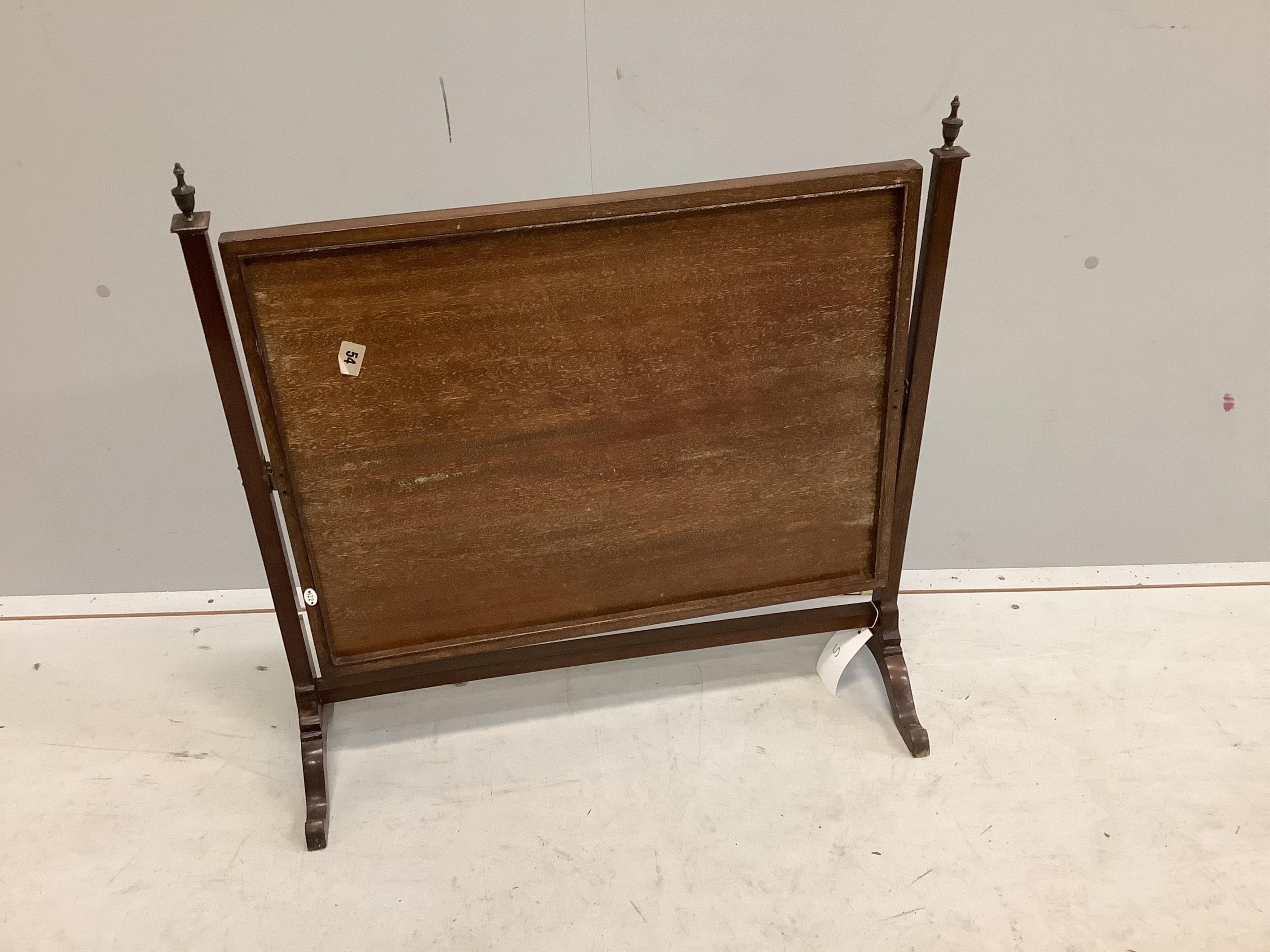 An early 20th century mahogany skeleton frame toilet mirror, width 70cm, height 71cm. Condition - poor